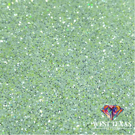 West Texas Glitters 2oz Iridescent Pastel Green, Spearmint, Art and Craft Glitter, Polyester Glitter, 1 Each Shaker Bottle