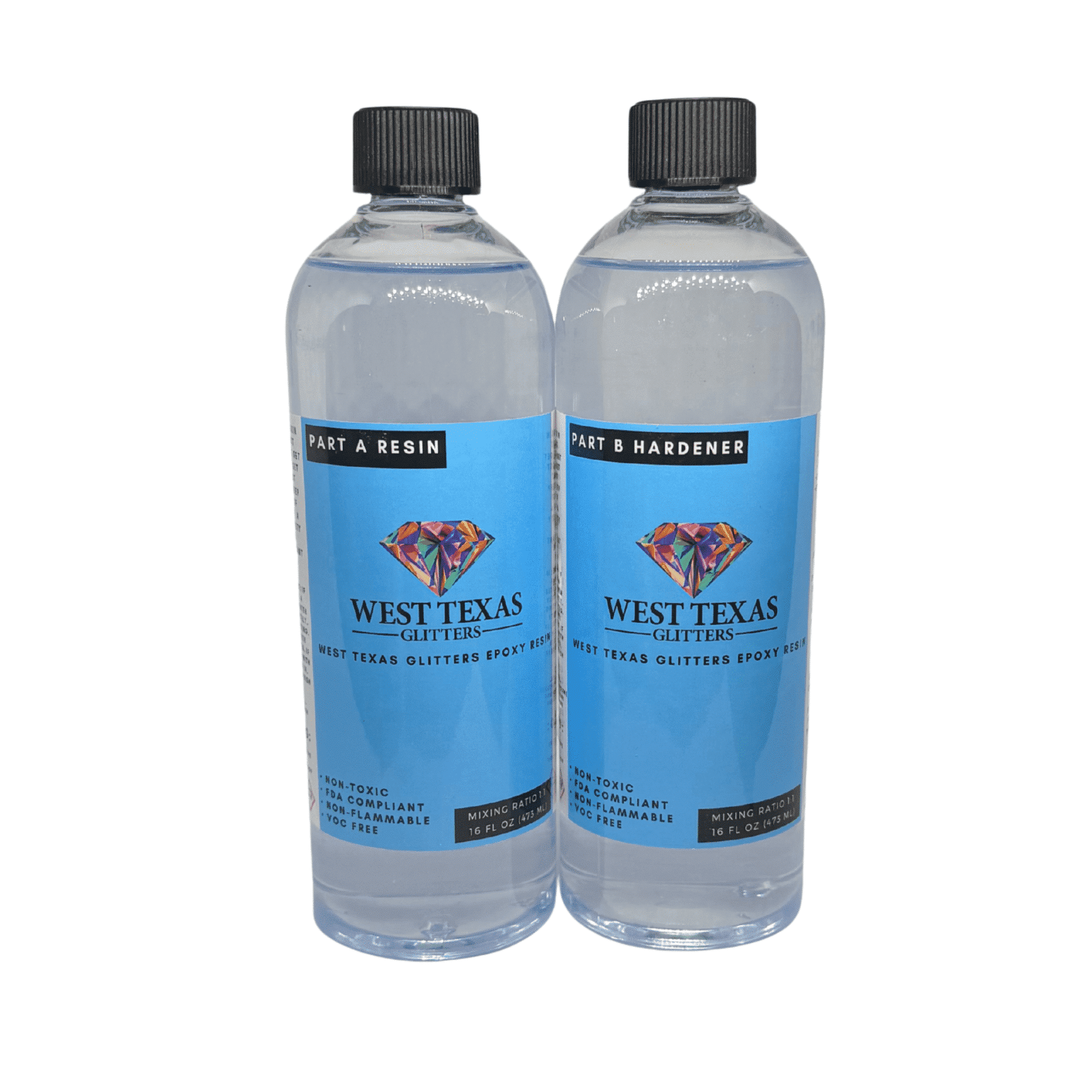 West Texas Glitters 32oz Epoxy Resin – Crystal Clear, Non Yellowing, Epoxy Resin for Jewelry, Molds, Blanks & Crafts