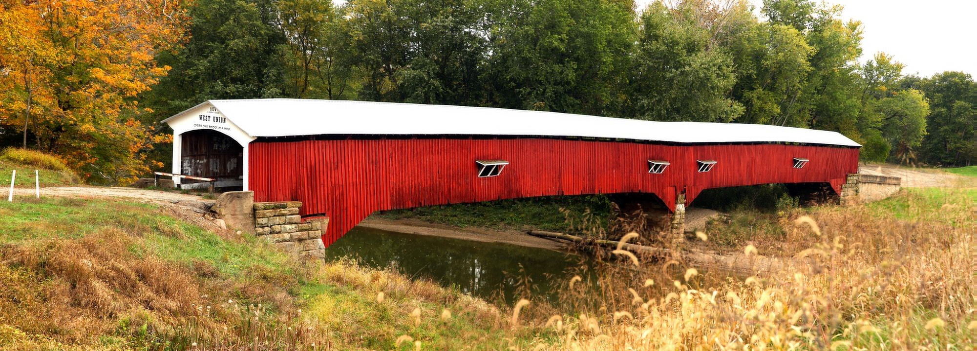 West Union Covered Bridge Montezuma Parke County Indiana USA Canvas Art - Panoramic Images (36 x 12)