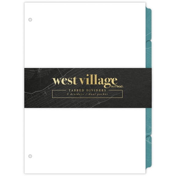 West Village by Mead Tabbed Dividers Dual Pocket Large 8 x 10 34 5 Pack - West