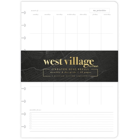 West Village by Mead Undated Personal and Professional Disc Planner Refill Large