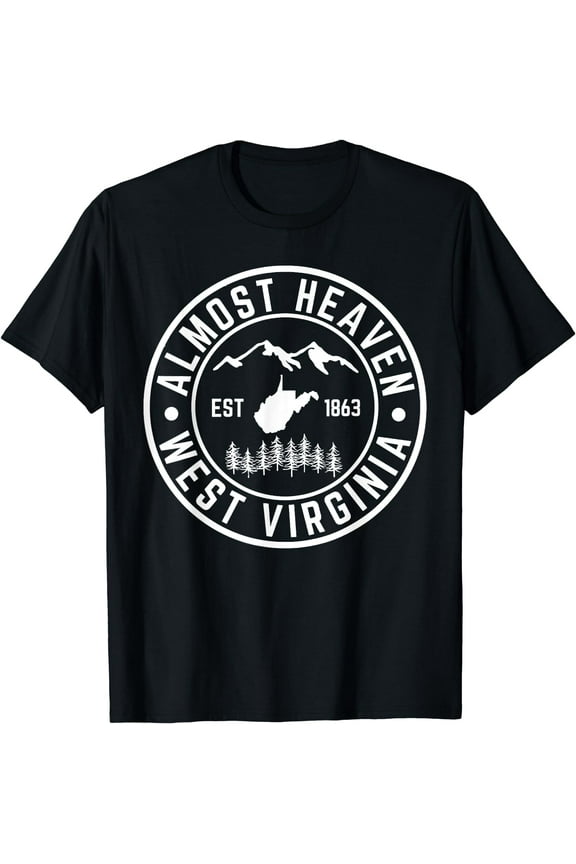 West Virginia Almost Heaven State Map WV Home Mountain 304 T-Shirt