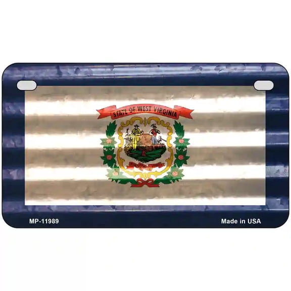 West Virginia Corrugated Flag Novelty License Plate 7" x 4" Motorcycle (MP)