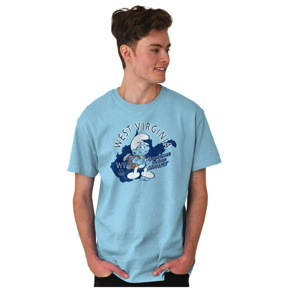 West Virginia Hiking Outdoors Smurfs Men's Graphic T Shirt Tees Brisco Brands S