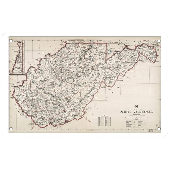 West Virginia Map (1950) Old map Poster Tin Sign Decor Retro Art Sign 8X12 Inch