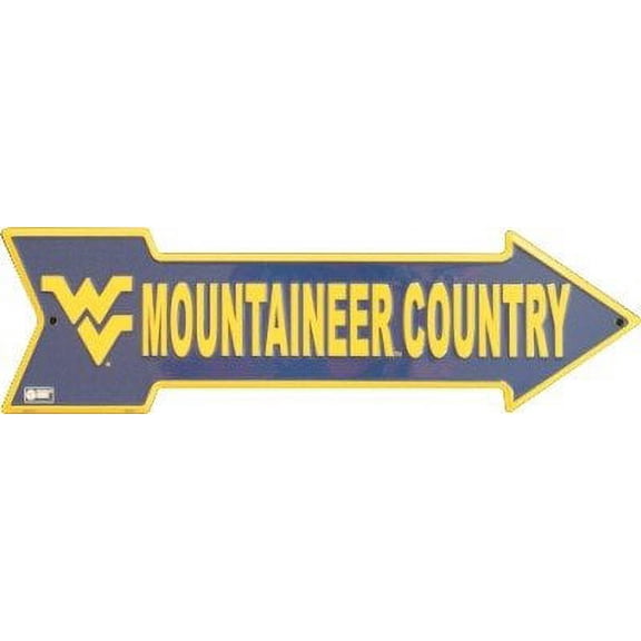 West Virginia Mountaineer Country Arrow Sign Embossed Aluminum