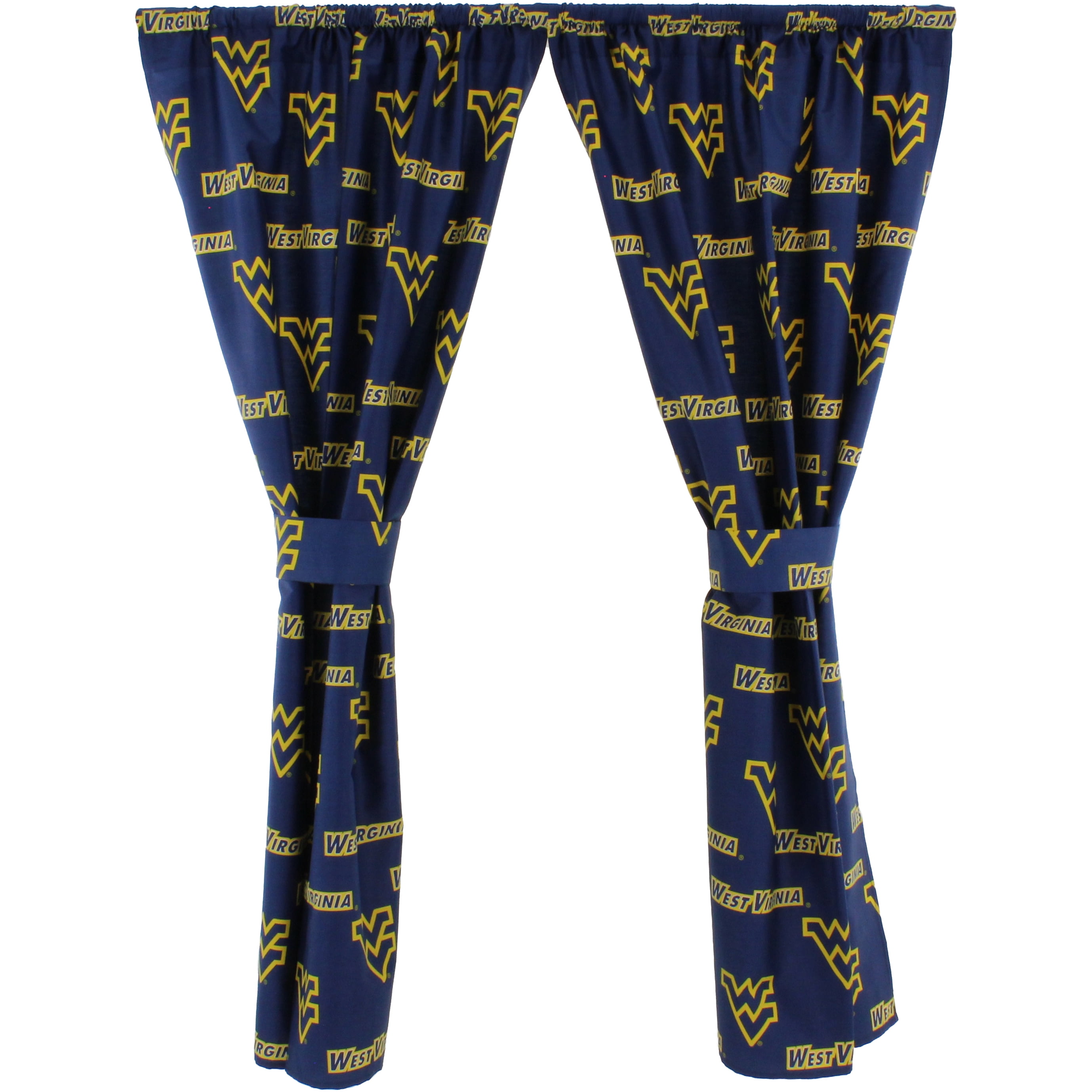 West Virginia Mountaineers 100% Polyester, 84" Curtain Panels, Set of 2