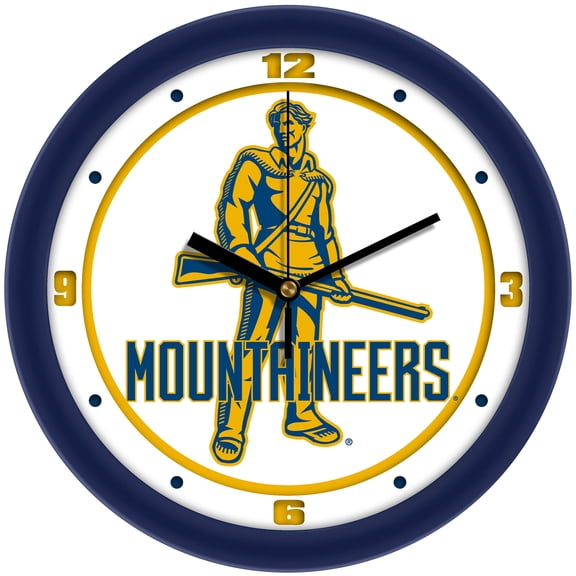 West Virginia Mountaineers 11.5'' Suntime Premium Glass Face Traditional Logo Wall Clock