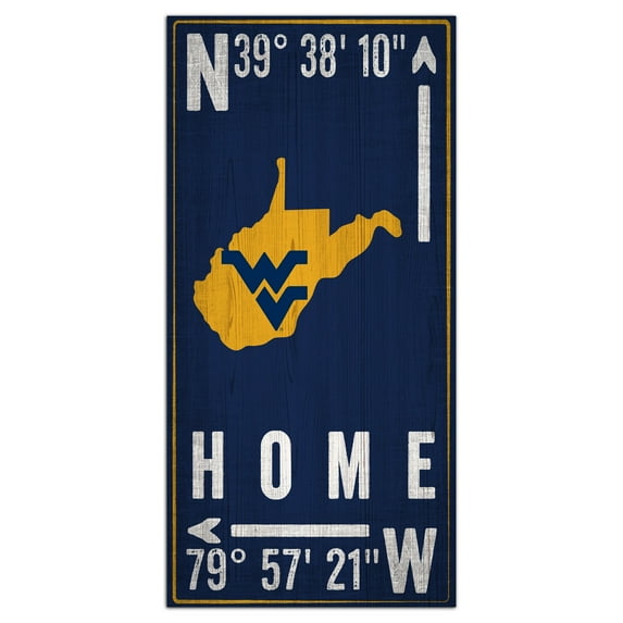 West Virginia Mountaineers 6'' x 12'' Team Coordinate Sign