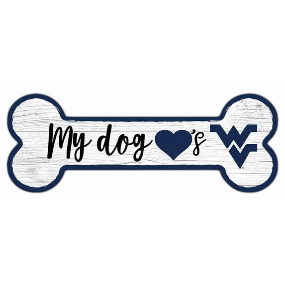 West Virginia Mountaineers 6" x 12" Team Dog Bone Sign
