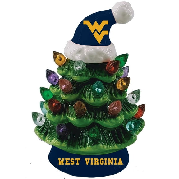 West Virginia Mountaineers 8" Light Up Ceramic LED Christmas Tree