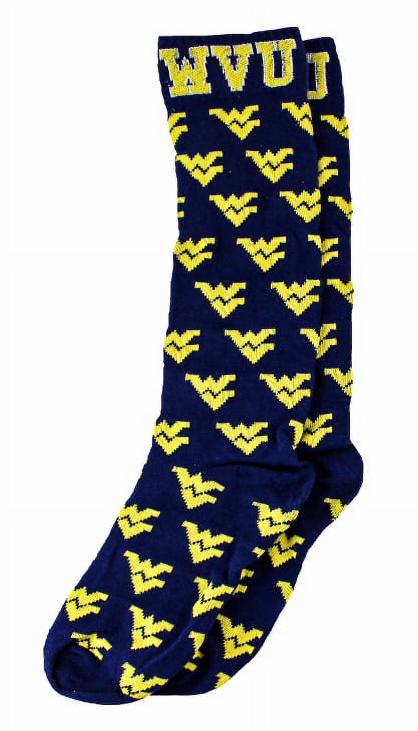 West Virginia Mountaineers Blue Dress Sock - Donegal Bay - Unisex - One Size - Mid-Calf