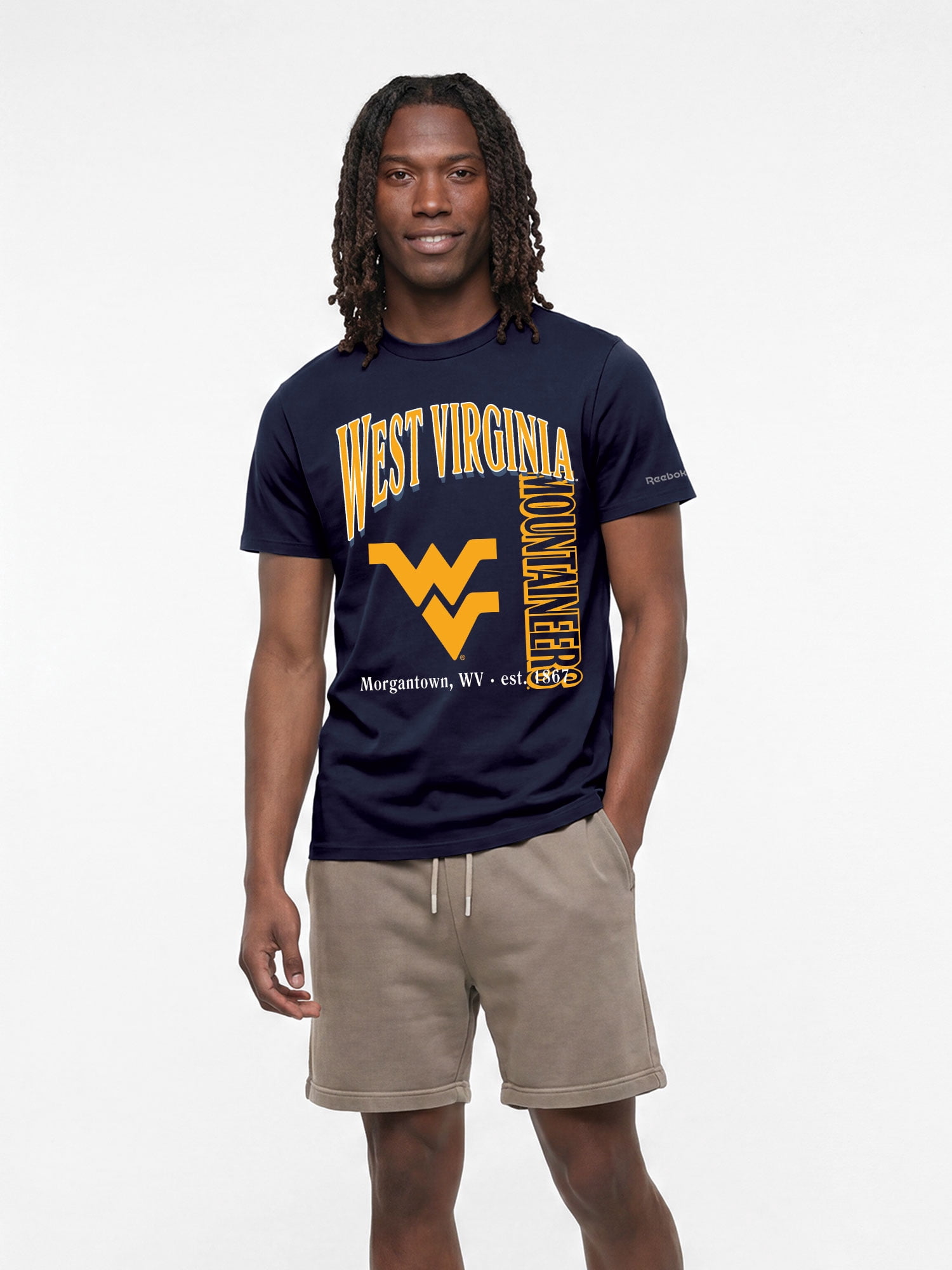 West Virginia Mountaineers Reebok Mens Crew Neck Short Sleeve T-Shirt