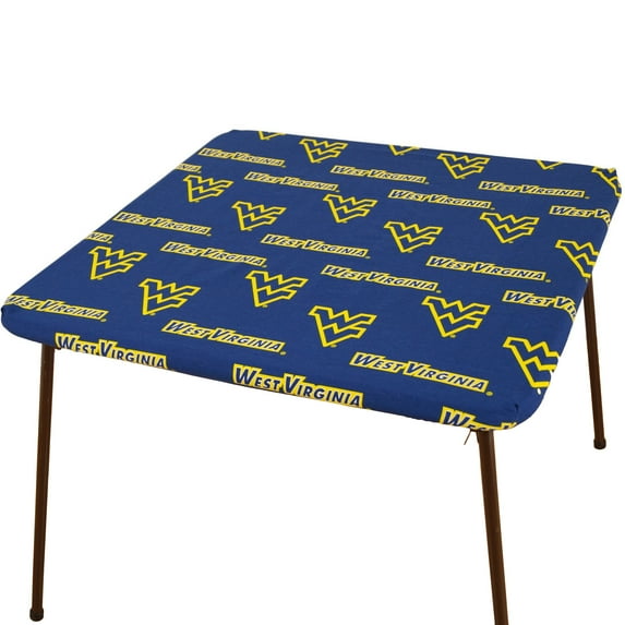 West Virginia Mountaineers Tailgate Fitted Tablecloth Single - 33" x 33", Card Table - West Virginia Mountaineers