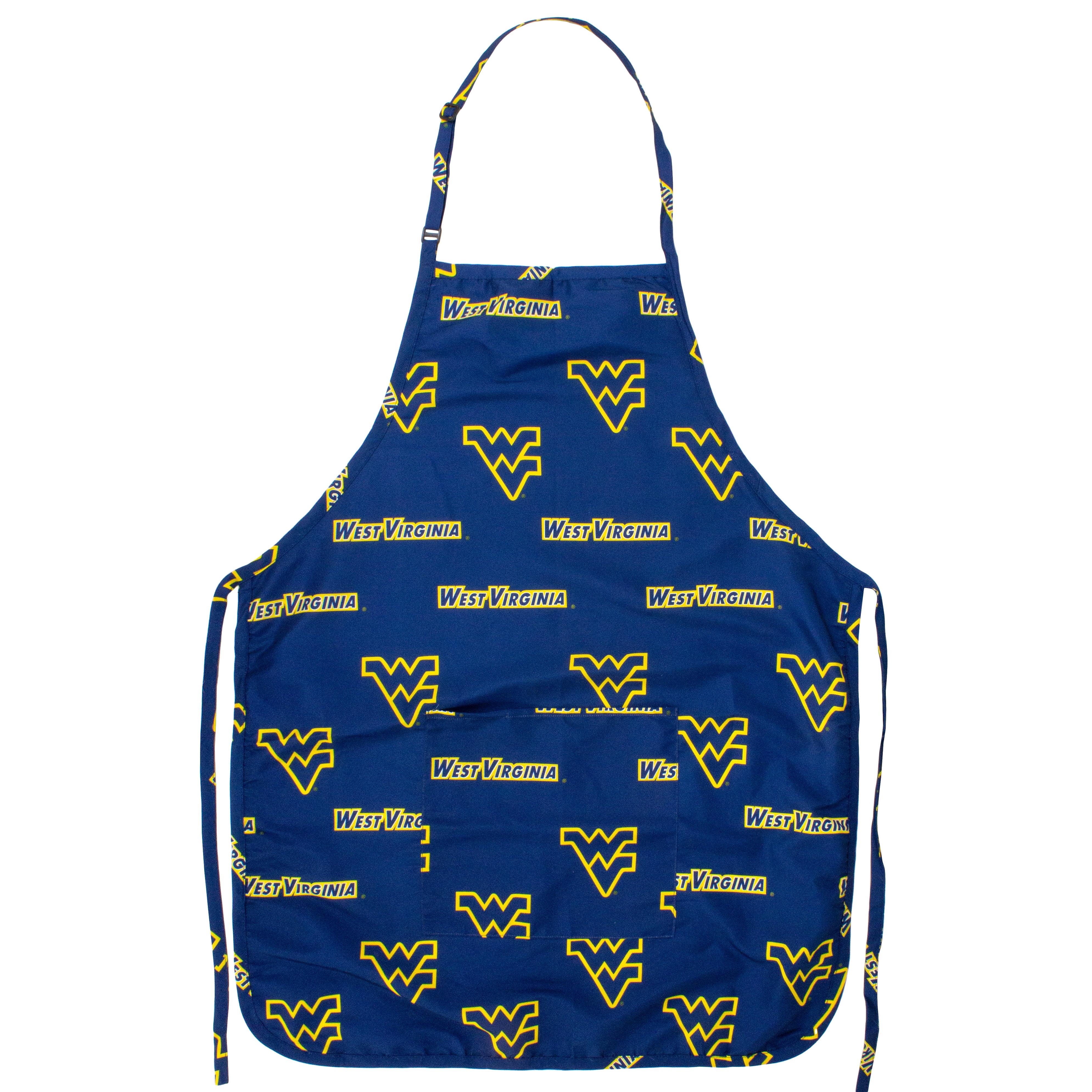 West Virginia Mountaineers Tailgating or Grilling Apron With 9" Pocket, Fully Adjustable