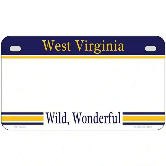West Virginia Novelty State Blank Metal License Plate 7" x 4" Motorcycle (MP)