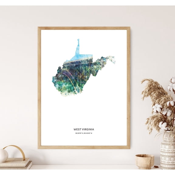 West Virginia Print, West Virginia Poster, West Virginia Map Art, Map Of West Virginia UNFRAMED Poster, Wall Art for Decor, Present, 12x18