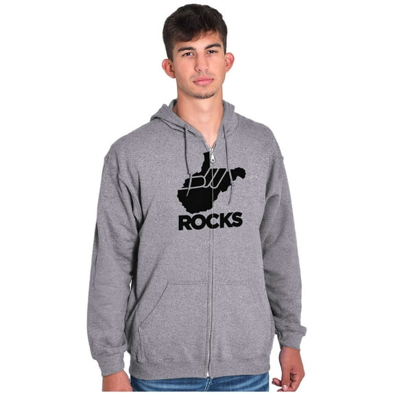 West Virginia Rocks Travel Souvenir Unisex Fleece Graphic Zip Up Hoodie Brisco Brands 2X