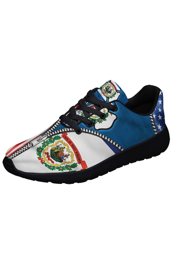 West Virginia State American flag Shoes Sneakers for Women Men Black Size 11