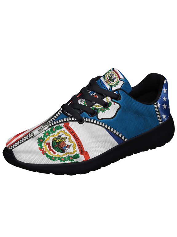West Virginia State American flag Shoes Sneakers for Women Men Black Size 13