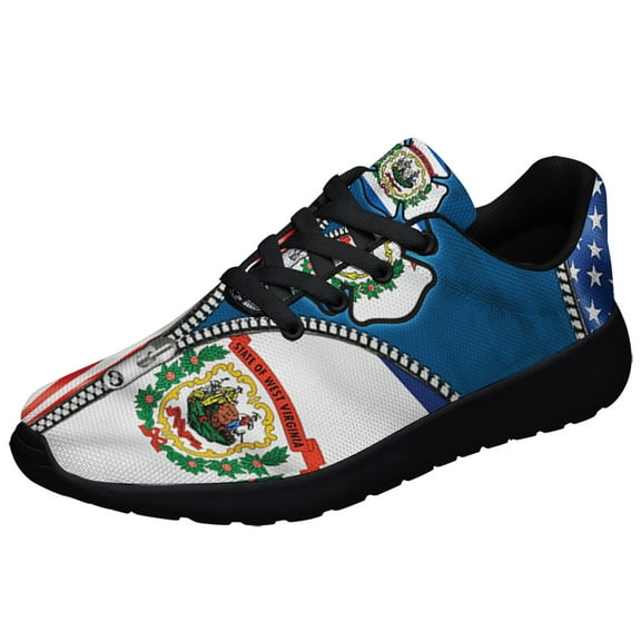 West Virginia State American flag Shoes Sneakers for Women Men Black Size 3.5