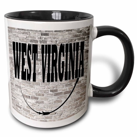 3drose, West Virginia. State Capital Is Charleston., 11oz Two-tone Black Mug
