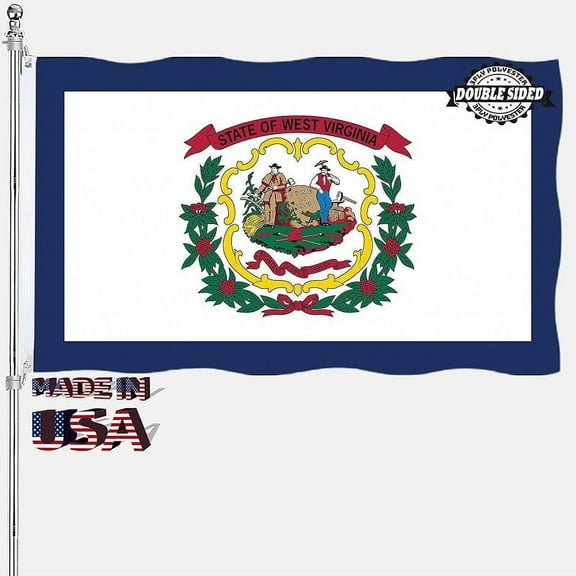 West Virginia State Flag 3x5 Double Sided WV State Flags Outdoor Heavy Duty 3 Ply Polyester Material with 2 Metal Grommets 4 Rows of Stitching