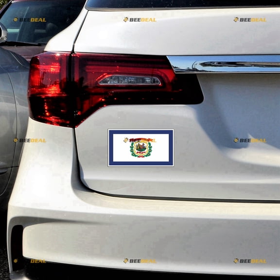 West Virginia State Flag Car Magnet Magnetic Sticker Decal - 4 Pack Reflective 3" 4" 5" 6" - for Truck Door Fridge Reusable Waterproof