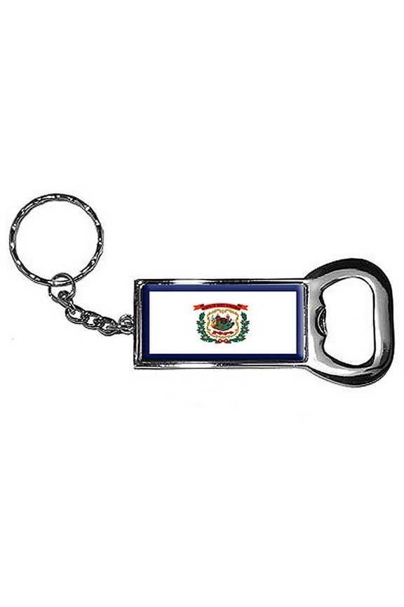 West Virginia State Flag Keychain Key Chain Ring Bottle Bottlecap Opener