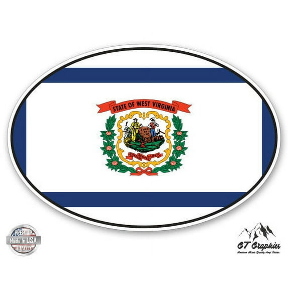 West Virginia State Flag Oval - 12" Vinyl Sticker Waterproof Decal