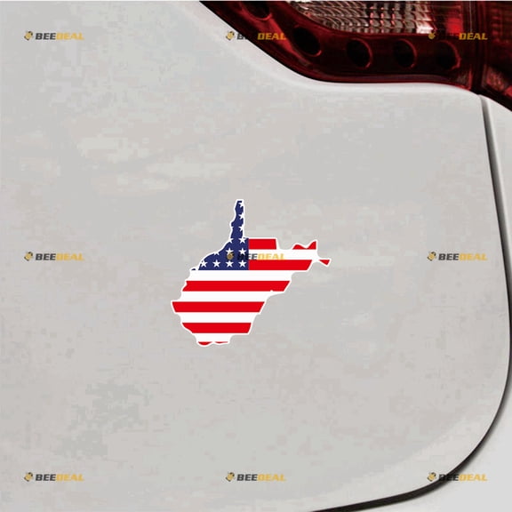 West Virginia State Map USA Flag Sticker Decal Vinyl - 2 Pack Reflective 4" - For Car Boat Laptop Cup