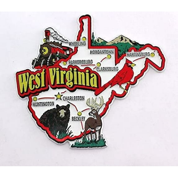 West Virginia State Map and Landmarks Collage Fridge Collectible Souvenir Magnet FMC