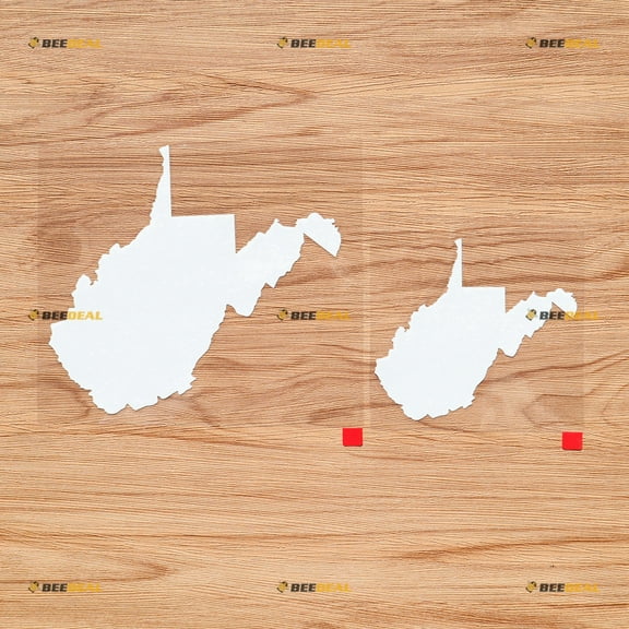 West Virginia State Outline Map Vinyl Decal Sticker - 2 Pack White, 4 Inches, 6 Inches - for Car Boat Laptop