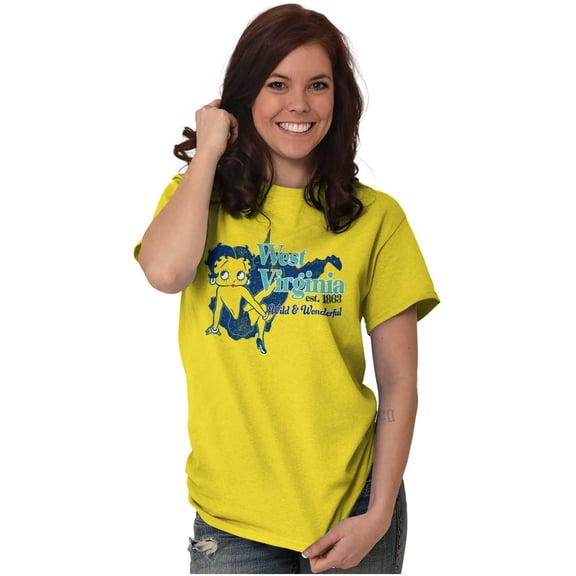 West Virginia State Pride Betty Boop Women's Graphic T Shirt Tees Brisco Brands L