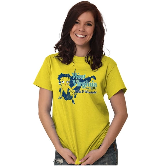 West Virginia State Pride Betty Boop Women's Graphic T Shirt Tees Brisco Brands X