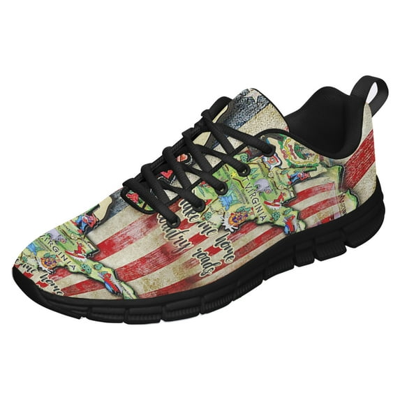 West Virginia State Shoes for Men Women Running Shoes Lightweight Walking Sneakers Mesh Athletic Sport Shoes Black Size 10
