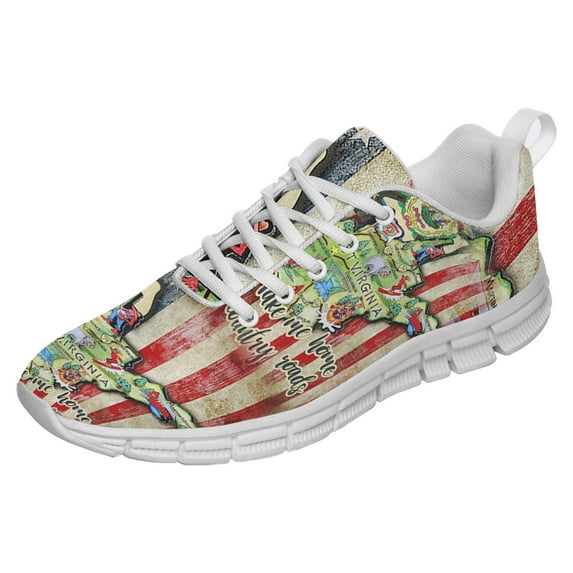 West Virginia State Shoes for Men Women Running Shoes Lightweight Walking Sneakers Mesh Athletic Sport Shoes White Size 7.5