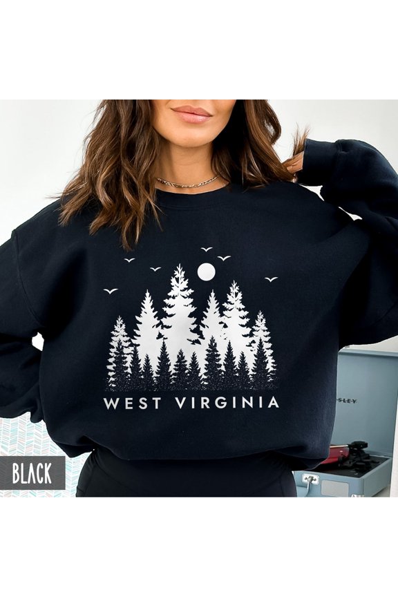 West Virginia State Silhouette Retro Appalachian Wilderness Travel Variant Gift Sweatshirt