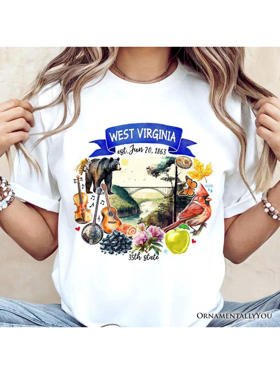West Virginia State Themes Landmarks, History Travel Lovers, Outdoor Adventure T-Shirt