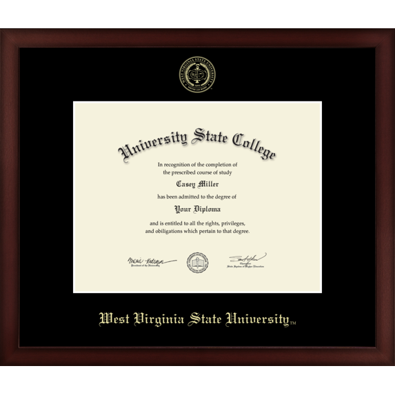 West Virginia State University Diploma Frame, Document Size 11" x 8.5"