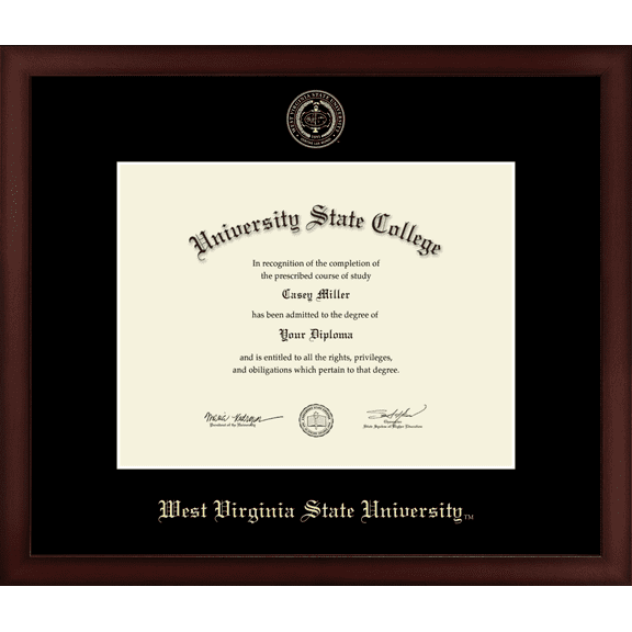 West Virginia State University Diploma Frame, Document Size 11" x 8.5"