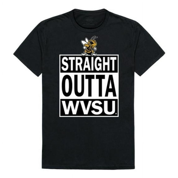 West Virginia State University Men Straight Outta T-Shirt, Black & White - Small