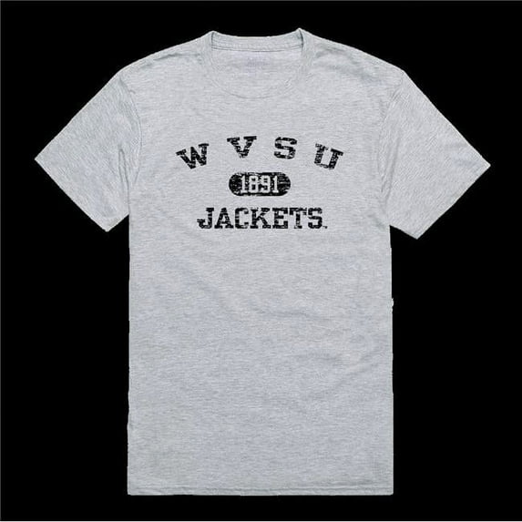 West Virginia State University Yellow Jackets Distressed Arch College T-Shirt, Heather Grey - Medium