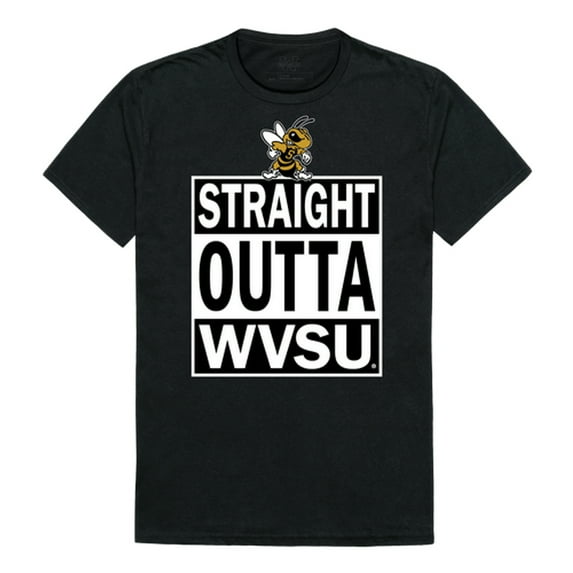 West Virginia State University Yellow Jackets Straight Outta Tee T-Shirt - Black, Large