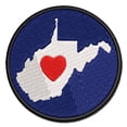 thumbnail image 1 of West Virginia State with Heart Applique Multi-Color Embroidered Iron-On Patch - 3.5 Inch Large, 1 of 5