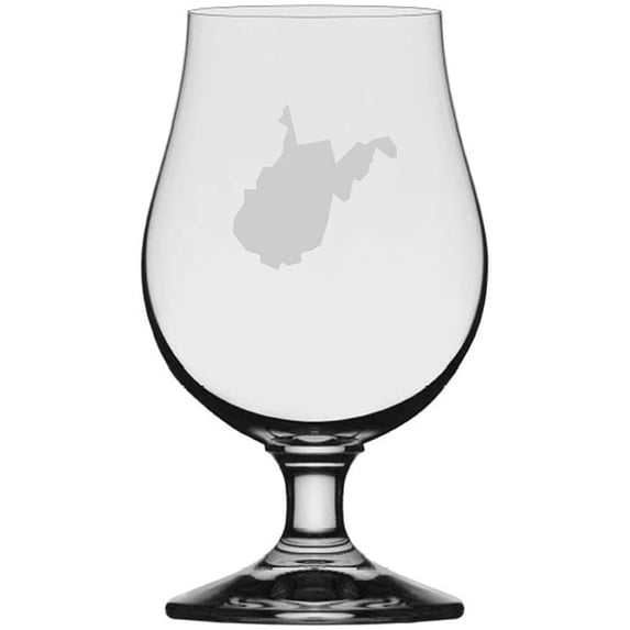 West Virginia States Etched 13.25oz Iona Beer Glass