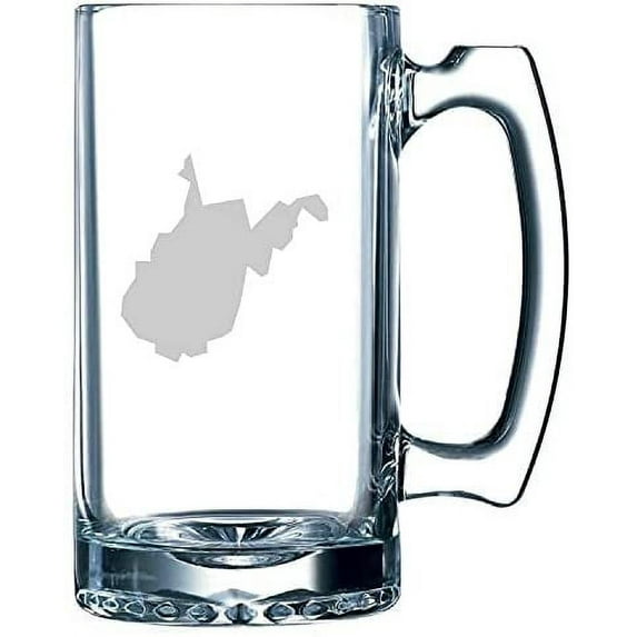 West Virginia States Etched 25oz Beer Mug
