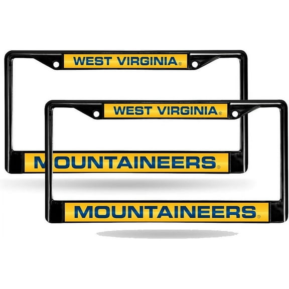West Virginia UVW Mountaineer's Black Metal Laser Cut License Plate Frame - Set of Two Frames