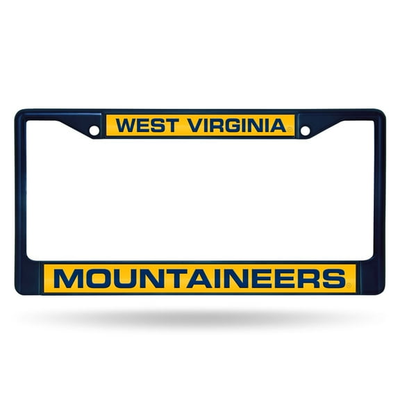 West Virginia UWV Mountaineers NCAA Navy Painted Metal Laser Cut License Plate Frame