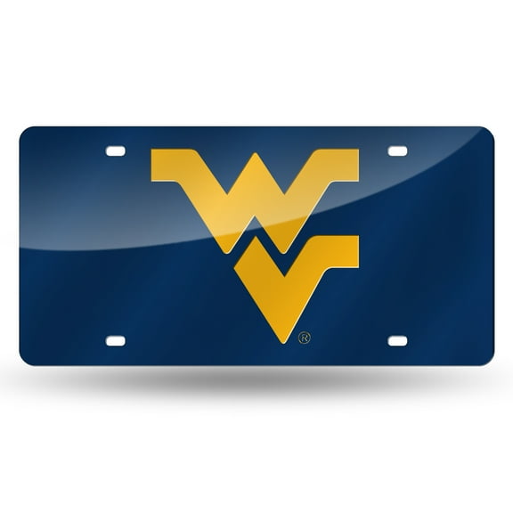 West-Virginia-Mountaineer's Blue Mirrored Laser Cut License Plate Auto Tag